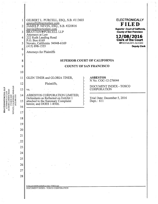 Documents Related to Tiner Properties Inc