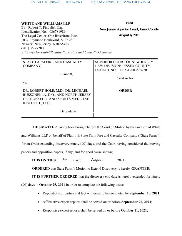 ORDER EXTEND DISCOVERY Granted by Judge GARDNER ROBERT H re: MOTION