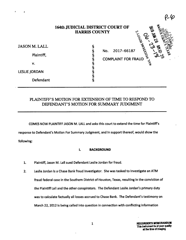 Plaintiffs Motion for Extension of Time to Respond to Defendants Motion